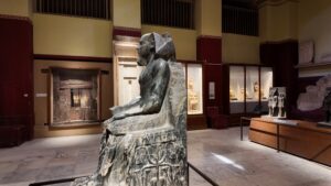 Statue of King Khafre with the Falcon God Horus